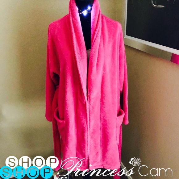 💖CYPRESS Women Cozy Fleece Wrap Hot Pink Robe SzM - Picture 5 of 8